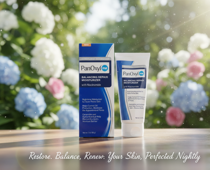 PanOxyl PM Balancing Repair Moisturizer | Niacinamide Night Cream for Acne-Prone Skin | Oil Control & Pore Minimizer | With Ceramides