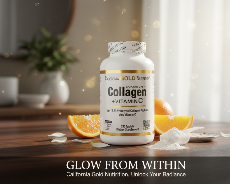California Gold Nutrition Hydrolyzed Collagen + Vitamin C Tablets | Type I & III Collagen for Hair, Skin, Nails & Joints