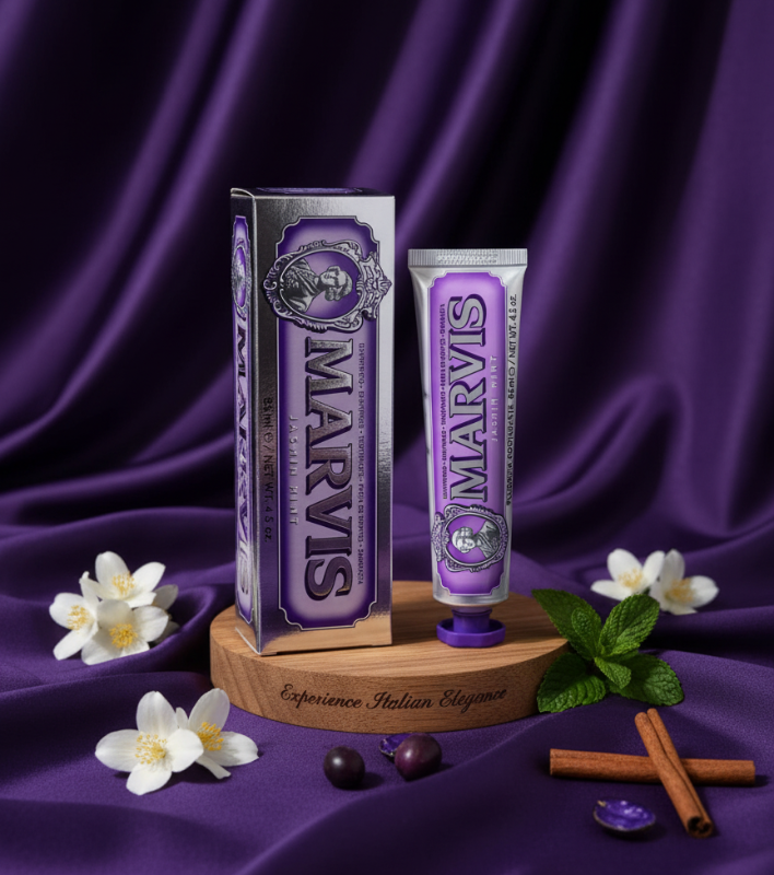 Marvis Jasmin Mint Toothpaste 85ml – Italian Luxury Toothpaste | Jasmine & Fresh Mint | Fluoride & Xylitol for Cavity Prevention, Plaque Reduction & Gentle Whitening