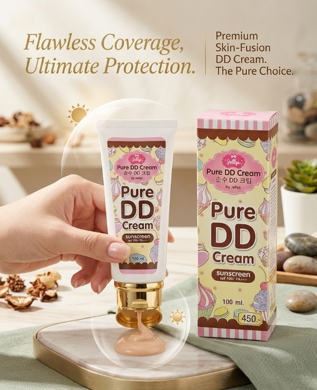 Jellys Pure DD Cream SPF 100 PA+++: Water Break Whitening Body Cream with Glutathione & Vitamins – 100ml