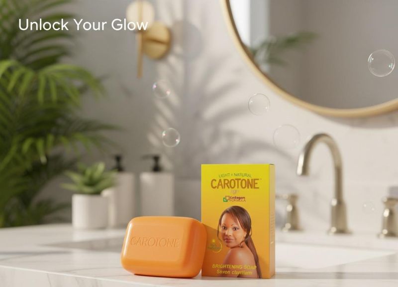 صابون كاروتون جلو: لتفتيح لون بشرتك وتوحيده Carotone Glow Soap: for brightening and evening out your skin tone.