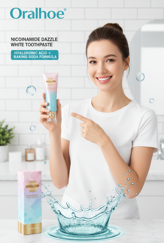 Oralhoe Nicotinamide Dazzle White Toothpaste 100g | Removes Smoke, Tea & Coffee Stains | Niacinamide Formula for Gum Protection & Fresh Breath