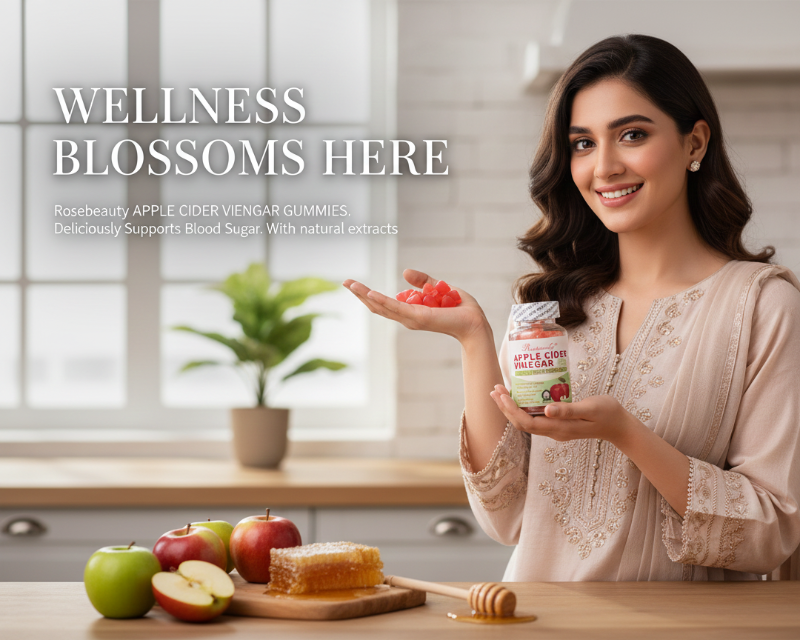 Rosebeauty Apple Cider Vinegar Gummies | ACV with Mother, B Vitamins & Iodine for Wellness Support