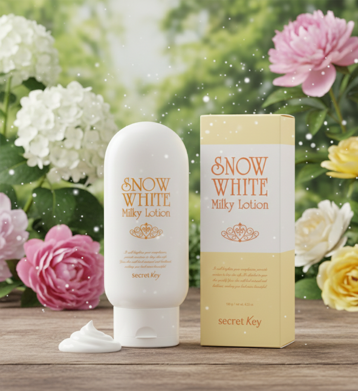 Secret Key Snow White Milky Lotion | Brightening & Hydrating Lotion | Niacinamide & Milk Protein | For Face & Body – Instant Milky Glow