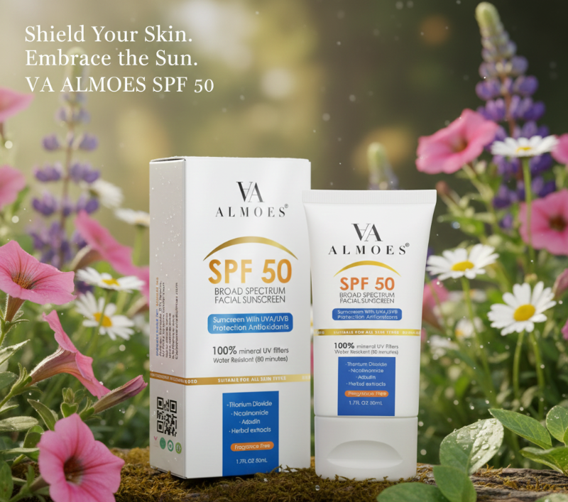 ALMOES SPF 50 Mineral Facial Sunscreen | Broad Spectrum UVA/UVB Protection with Niacinamide & Arbutin