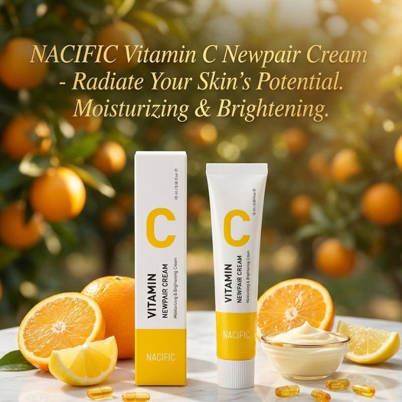 Nacific Vitamin C Newpair Cream – Brightening & Moisturizing Spot Treatment with Micro Vitamin Capsules | Targets Acne Scars & Dark Circles | For Sensitive Skin