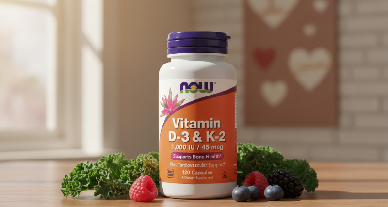 NOW Supplements Vitamin D-3 & K-2 | 1000 IU D-3 + 45 mcg K-2 for Bone & Heart Health