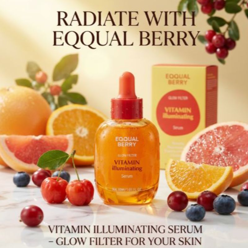 Eqqual Berry Glow Filter Serum: 40% Vitamin C + Ceramide Brightening Treatment for Hyperpigmentation