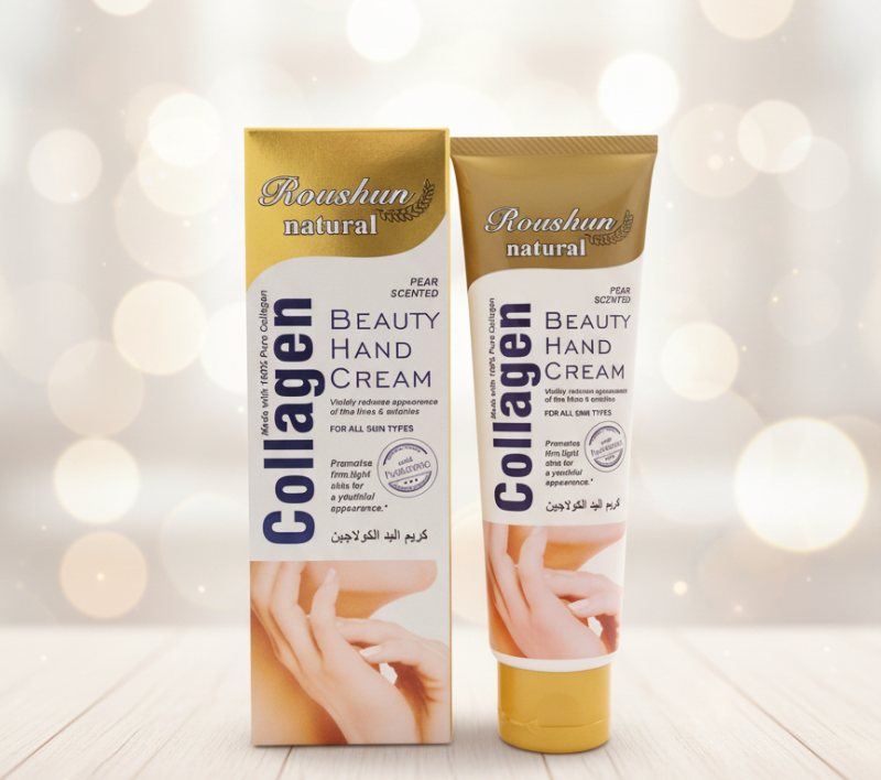 Roushun Natural Collagen Beauty Hand Cream – Pear Scent | with Collagen & Hyaluronic Acid | Moisturizes, Firms & Reduces Wrinkles | Non-Greasy, Fast-Absorbing