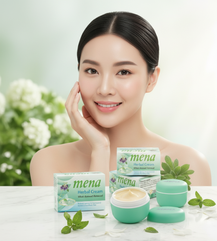 كريم مينا العشبي - لتفتيح البشرة وتقليل البقع (يتضمن إشعارًا هامًا للسلامة) Mena Herbal Cream - Skin Lightening and Spot Reduction (Includes Important Safety Notice)