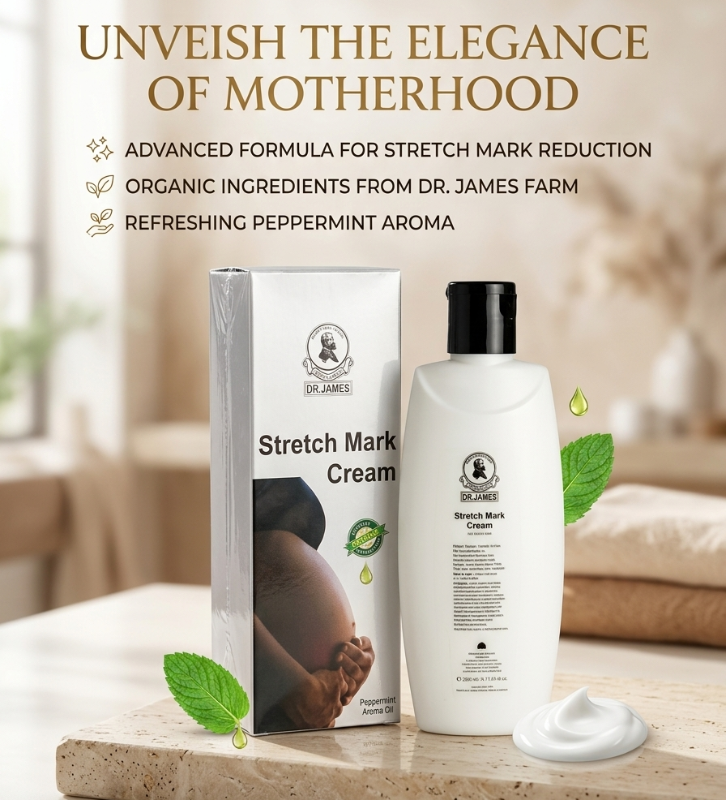 Dr. James Stretch Mark Cream: Herbal Organic Extracts with Peppermint Oil – Reduces Lines & Boosts Elasticity