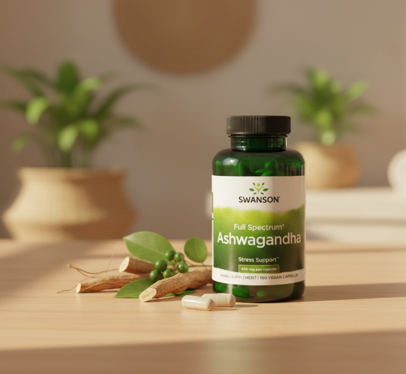 Swanson Full Spectrum Ashwagandha | 450mg Vegan Capsules for Stress Relief & Immune Support