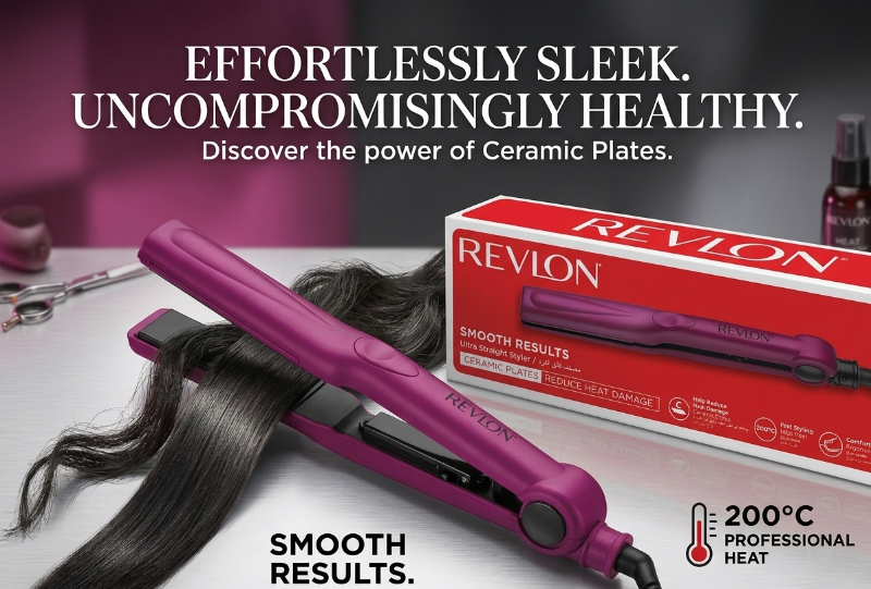 Revlon RVST2176 Ceramic Ultra Straight Hair Straightener: 200°C, 60-Second Heat-Up, Tangle-Free Cord