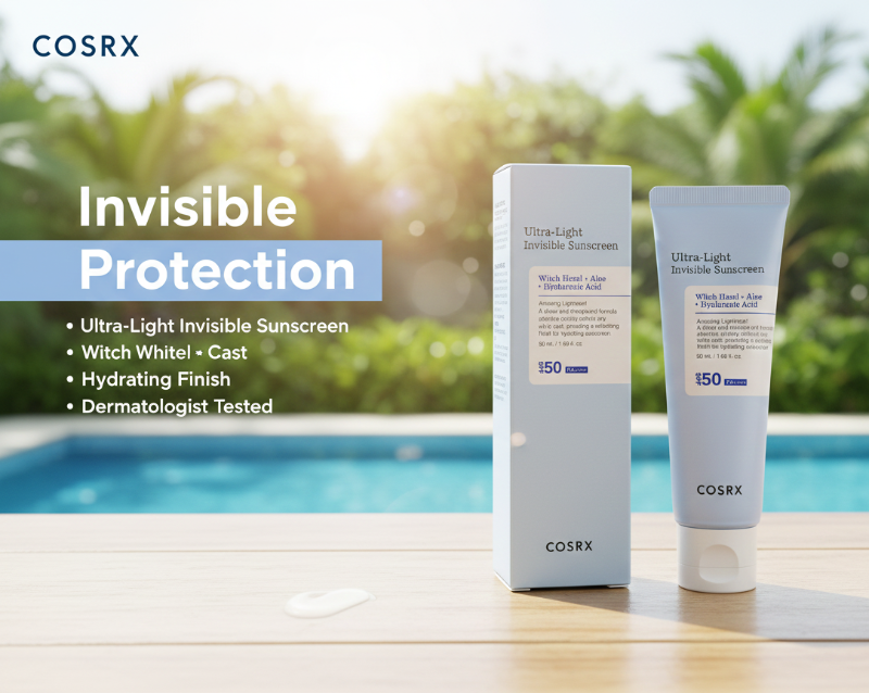 COSRX Ultra-Light Invisible Sunscreen SPF50 PA++++ | Hydrating Chemical Sunscreen for All Skin Types