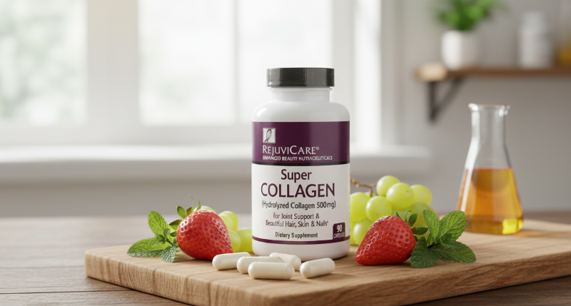 Rejuvicare Super Collagen 500 mg Capsules | Hydrolyzed Collagen for Hair, Skin, Nails & Joint Support