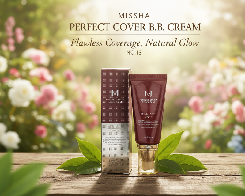 MISSHA M Perfect Cover BB Cream SPF42 PA+++ | No.13 Bright Beige | Korean All-in-One Foundation with Skincare | Dewy Finish, Buildable Coverage