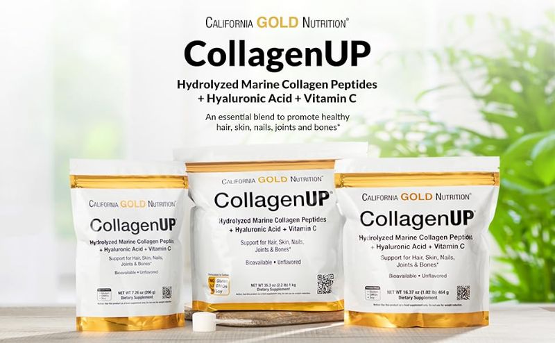California Gold Nutrition, CollagenUP®، ببتيدات الكولاجين البحري المُحلل مع حمض الهيالورونيك وفيتامين سي، بدون نكهة، 7.26 أونصة (206 جم)