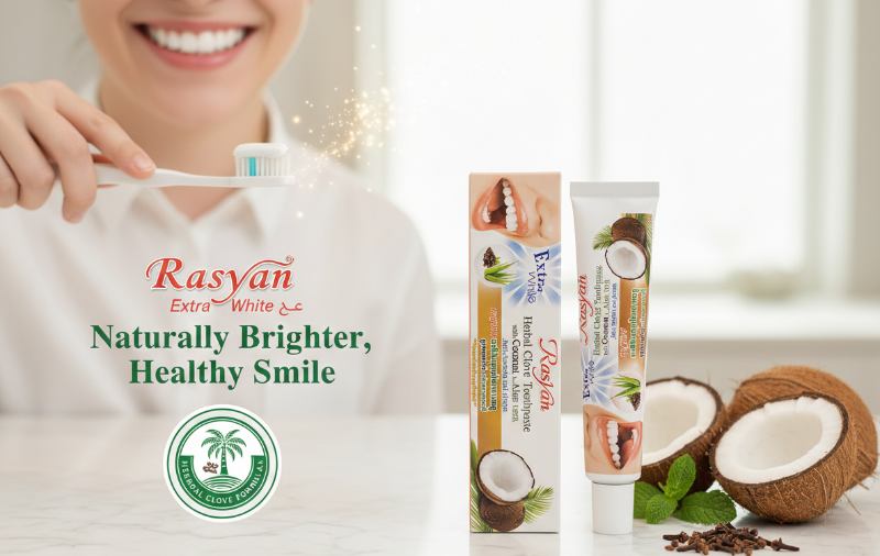 Isme Rasyan Herbal Clove Toothpaste with Coconut & Aloe Vera | Extra Whitening & Antibacterial Formula