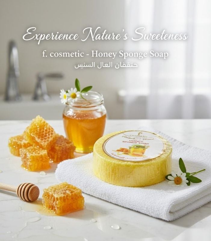 صابون العسل الإسفنجي المصنوع يدويًا | صابون حليب الماعز المرطب والمقشر Handmade Honey Sponge Soap | Moisturizing and Exfoliating Goat Milk Soap