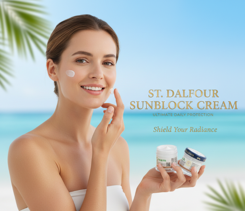 St. Dalfour Sunblock Cream SPF 60/90 | Broad Spectrum UVA/UVB Protection – Non-Greasy & Lightweight
