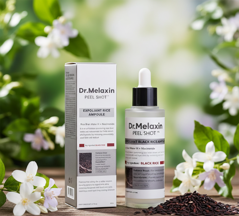 Dr.Melaxin Peel Shot Exfoliating Black Rice Ampoule | Korean Rinse-Off Treatment with AHA BHA PHA | For Brightening & Blackheads – Imported