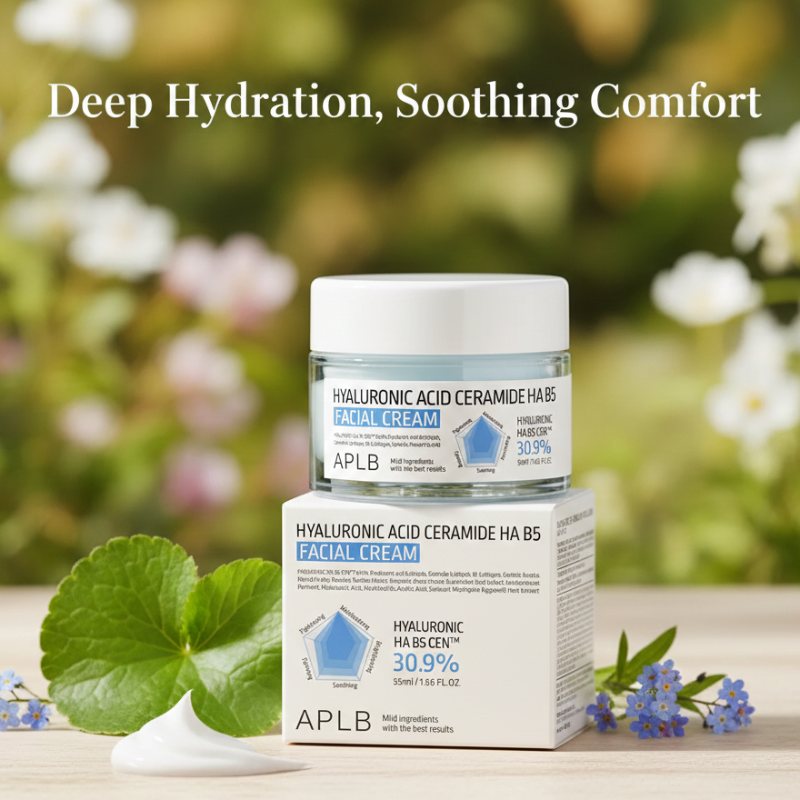 APLB Hyaluronic Acid Ceramide HA B5 Facial Cream | 30.9% Hydra-Repair Complex | Moisturizer for Dry & Sensitive Skin | 55ml