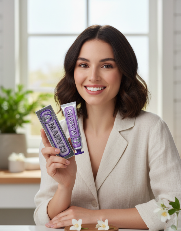 Marvis Jasmin Mint Toothpaste 85ml – Italian Luxury Toothpaste | Jasmine & Fresh Mint | Fluoride & Xylitol for Cavity Prevention, Plaque Reduction & Gentle Whitening
