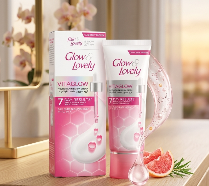 Glow & Lovely Vitaglow Serum Cream: 98% Niacinamide, Vit C, B6, E – Clinically Proven 7 Day Results