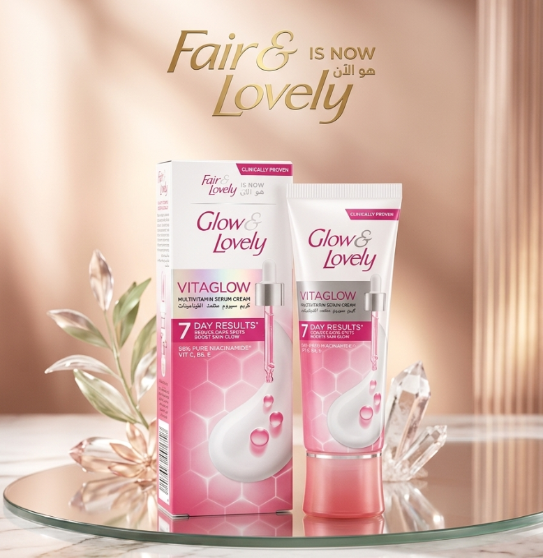 Glow & Lovely Vitaglow Serum Cream: 98% Niacinamide, Vit C, B6, E – Clinically Proven 7 Day Results