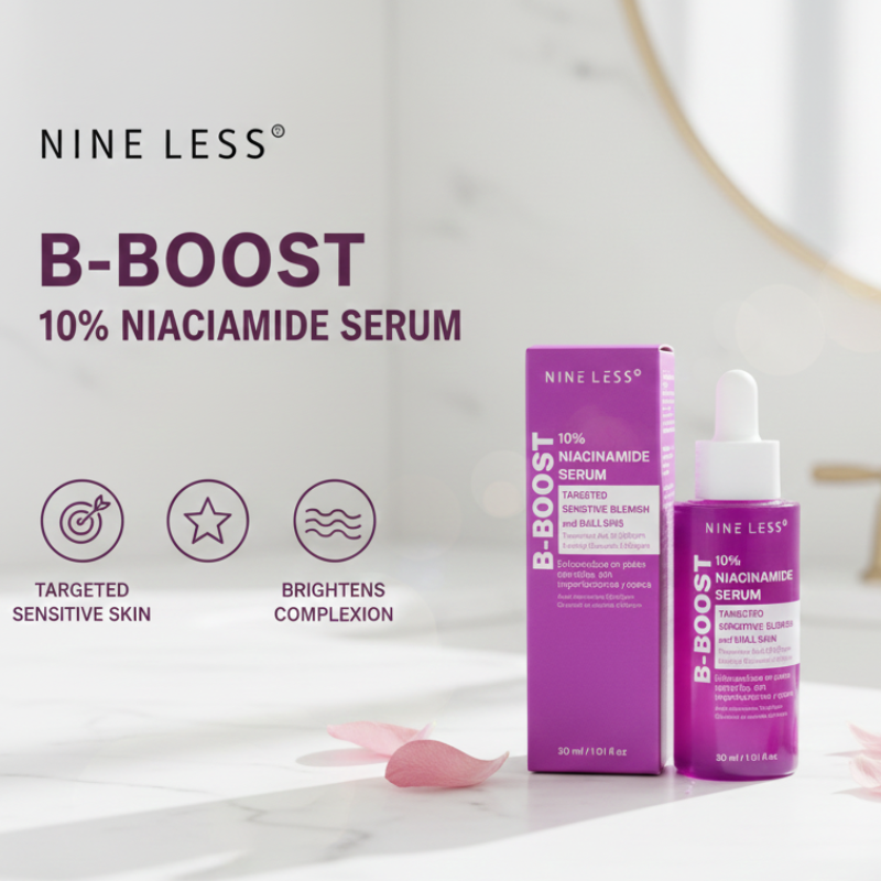 Nine Less B-Boost 10% Niacinamide Serum | Tranexamic Acid 20,000ppm + Ascorbyl Glucoside | Pore Minimizer & Dark Spot Corrector for Sensitive Skin