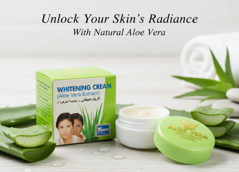 كريم يوكو لتفتيح البشرة بخلاصة الصبار | تفتيح وترطيب وحماية  Yoko Skin Whitening Cream with Aloe Vera Extract | Brightening, Moisturizing, and Protecting