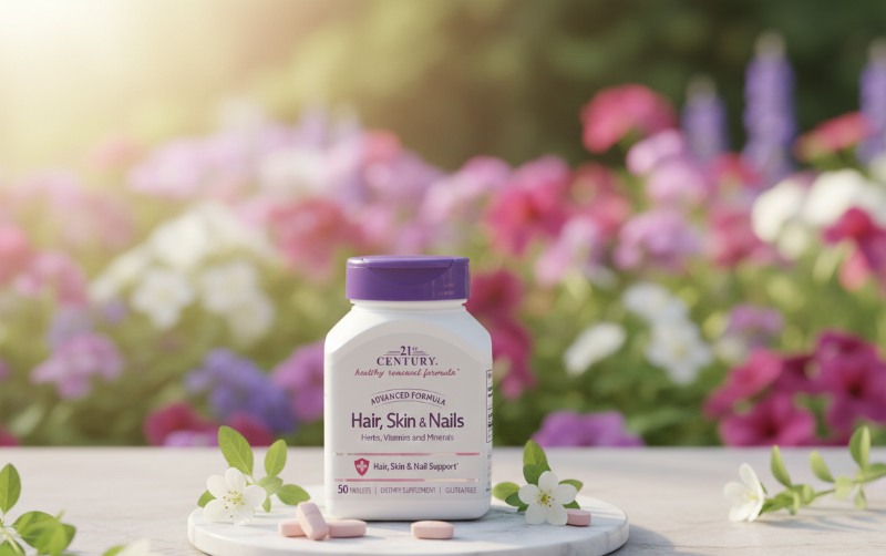 21st Century Advanced Formula Hair, Skin & Nails | Gluten-Free Supplement with Vitamins A, C, E & Herbal Blend