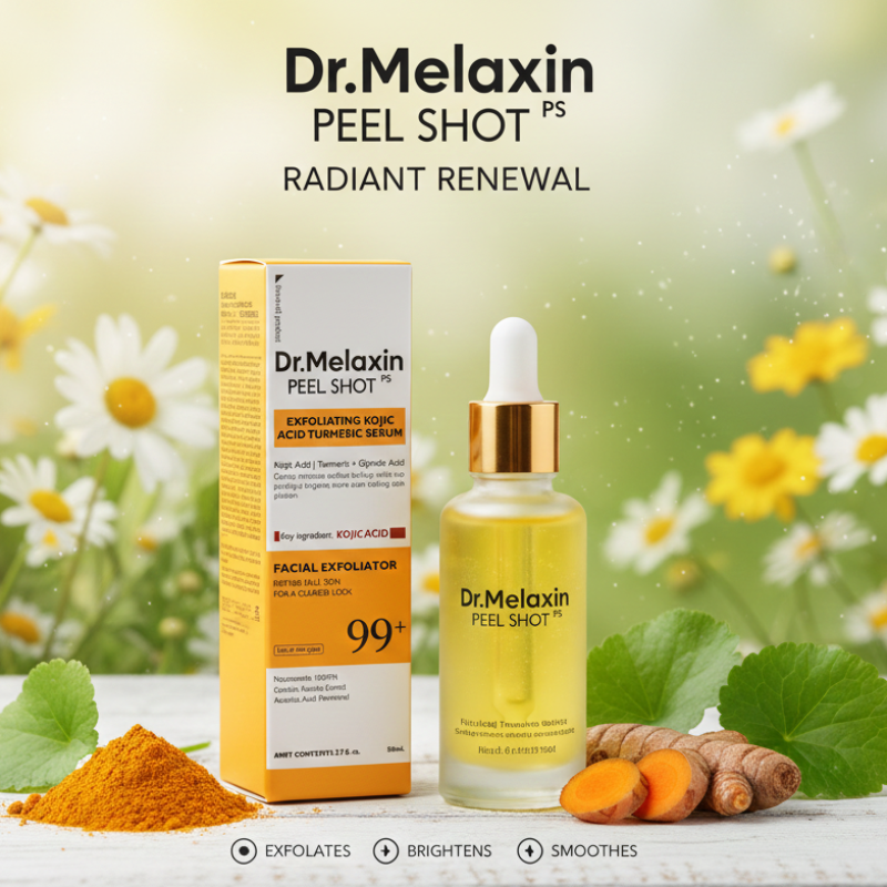 Dr. Melaxin Peel Shot Exfoliating Serum – Kojic Acid + Turmeric + Glycolic Acid | Rinse-Off Facial Treatment for Brighter, Even Skin Tone (80ml)