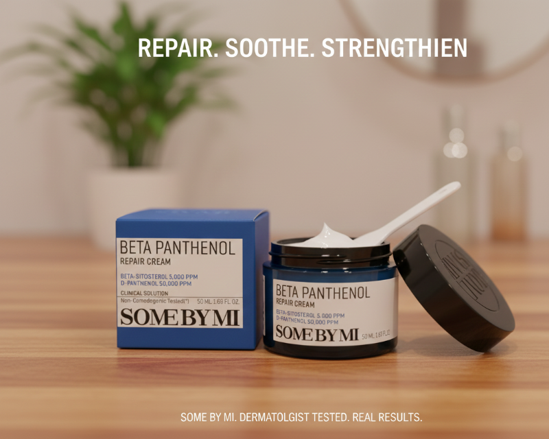 SOME BY MI Beta Panthenol Repair Cream | 50,000ppm Panthenol & Beta-Sitosterol | Skin Barrier Recovery for Sensitive Skin | Non-Comedogenic