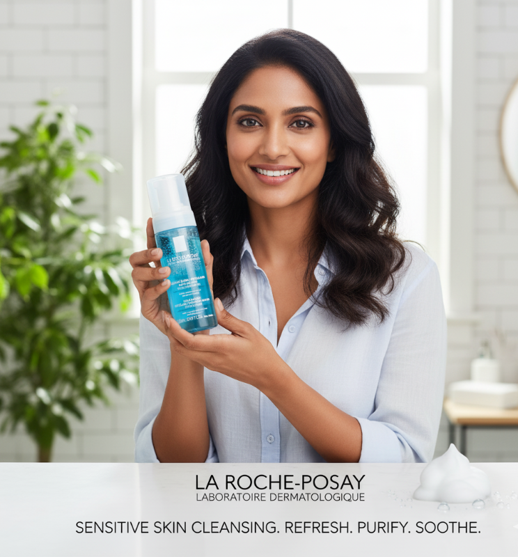 ماء ميسيلار الرغوي من لا روش بوزيه - منظف خالٍ من الصابون للبشرة الحساسة  La Roche-Posay Micellar Foaming Water - Soap-Free Cleanser for Sensitive Skin