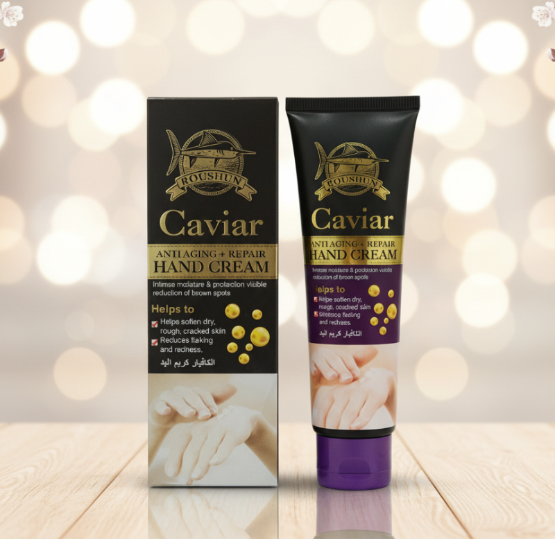 Roushun Caviar Anti-Aging + Repair Hand Cream – Intense Moisture | Reduces Brown Spots | Softens Dry, Cracked Skin | Caviar Extract