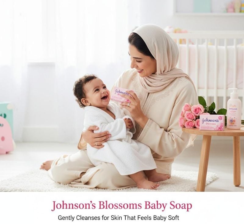 صابون جونسون بلوسومز للأطفال | منظف ومرطب لطيف 2 في 1 Johnson's Blossoms Baby Soap | Gentle 2-in-1 Cleanser & Moisturizer