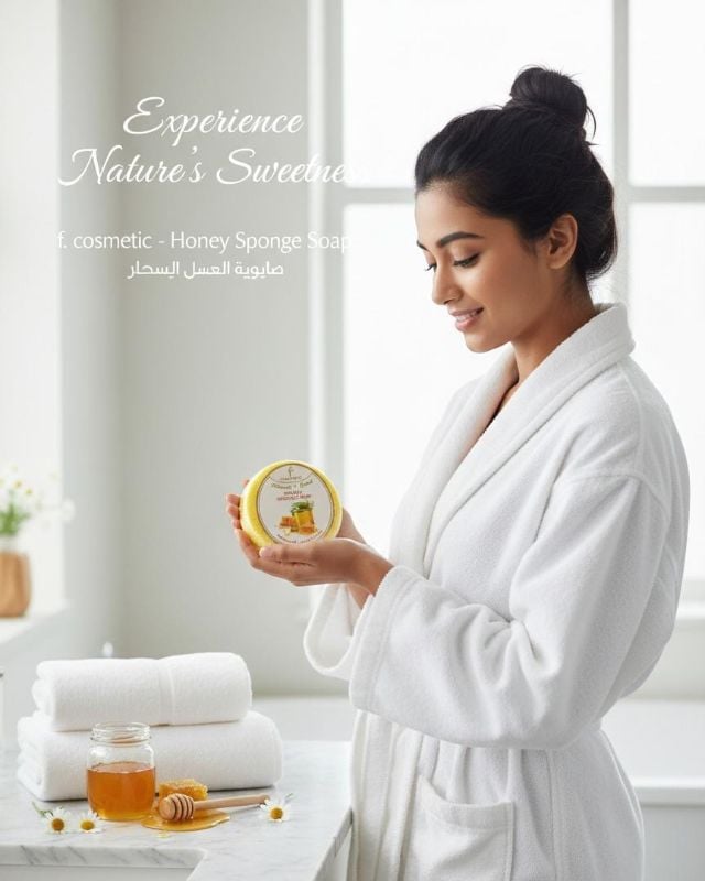 صابون العسل الإسفنجي المصنوع يدويًا | صابون حليب الماعز المرطب والمقشر Handmade Honey Sponge Soap | Moisturizing and Exfoliating Goat Milk Soap