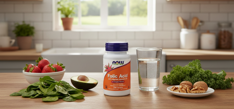NOW Folic Acid 800 mcg with Vitamin B-12 | Supports Healthy Homocysteine Metabolism & Energy
