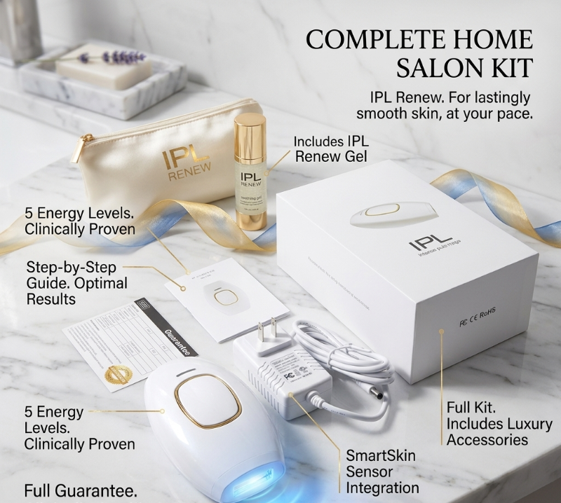 IPL Hair Removal Device for Home: Permanent Reduction with Adjustable Intensity – Face, Legs, Bikini Line