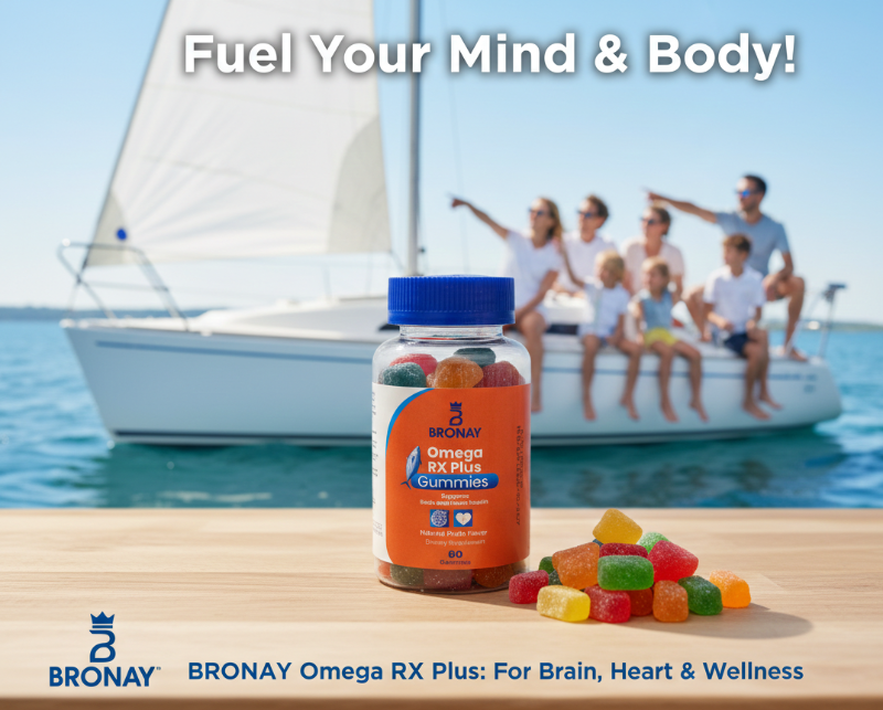 Bronay Omega RX Plus Gummies | Omega‑3, Vitamin D & Vitamin C for Heart, Brain & Immune Health