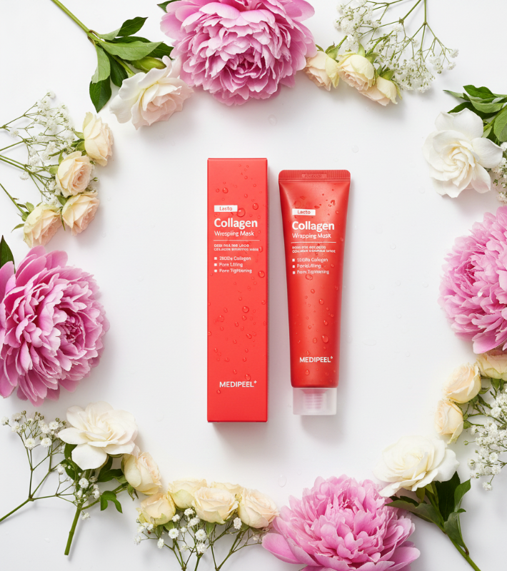 MEDI-PEEL Red Lacto Collagen Wrapping Mask | 70.2% Hydrolyzed Collagen Mask | Intensive Firming & Pore Refining Treatment | Single Use