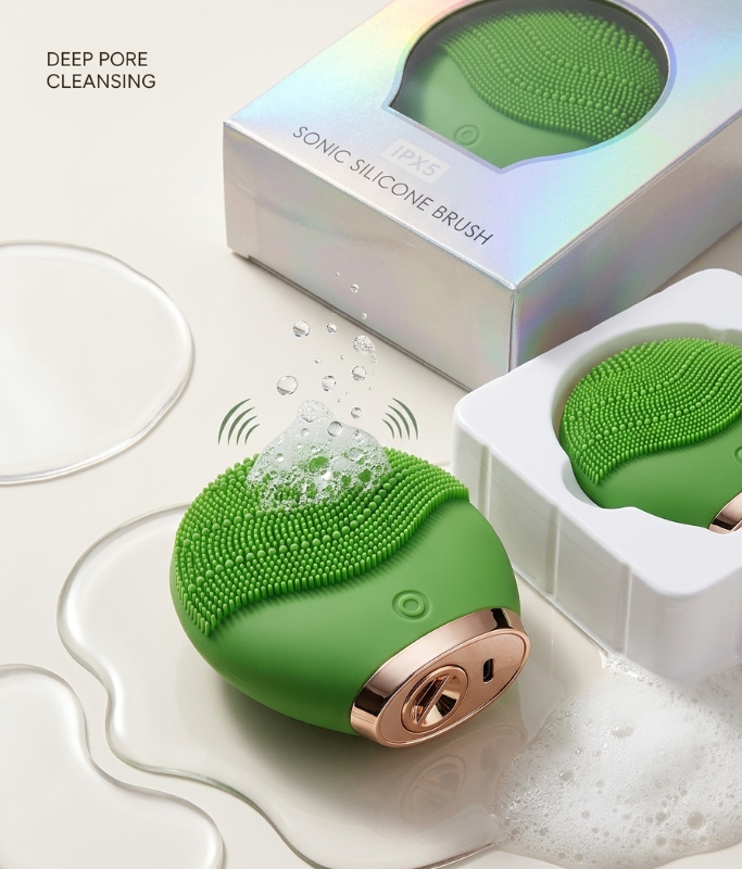 Sonic Silicone Facial Cleansing Brush – Waterproof Electric Face Brush | Soft Bristles for Deep Pore Cleansing | Removes Dirt, Oil & Makeup | Improves Skin Texture & Circulation