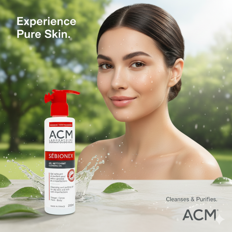 جل التنظيف المُنقّي سيبيونكس من ACM - غسول للوجه والجسم بحمض الجليكوليك للبشرة الدهنية والمعرضة للشوائب ACM Cybionex Purifying Cleansing Gel - Face & Body Wash with Glycolic Acid for Oily and Blemish-Prone Skin