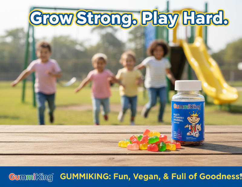GummiKing Multi-Vitamin + Mineral Kids Gummies | Vegan, Gluten-Free Gummies for Children’s Growth