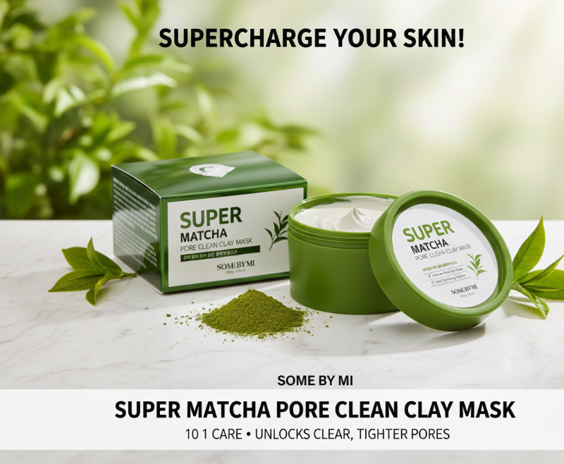 SOME BY MI Super Matcha Pore Clean Clay Mask | Purifying Clay Mask with 102,000ppm Matcha & 120,000ppm Clay | For Blackheads & Sebum Control