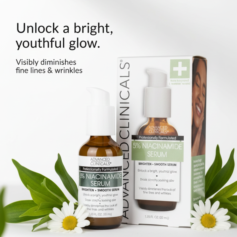 Advanced Clinicals 5% Niacinamide Serum | Niacinamide + Hyaluronic Acid + Vitamin C | Pore Refining & Brightening Serum