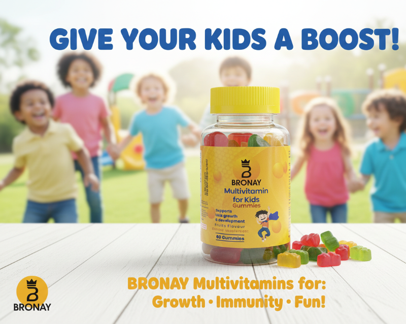 Bronay Multivitamin Kids Gummies | Fruity Gummies with Essential Vitamins for Immune Support & Growth