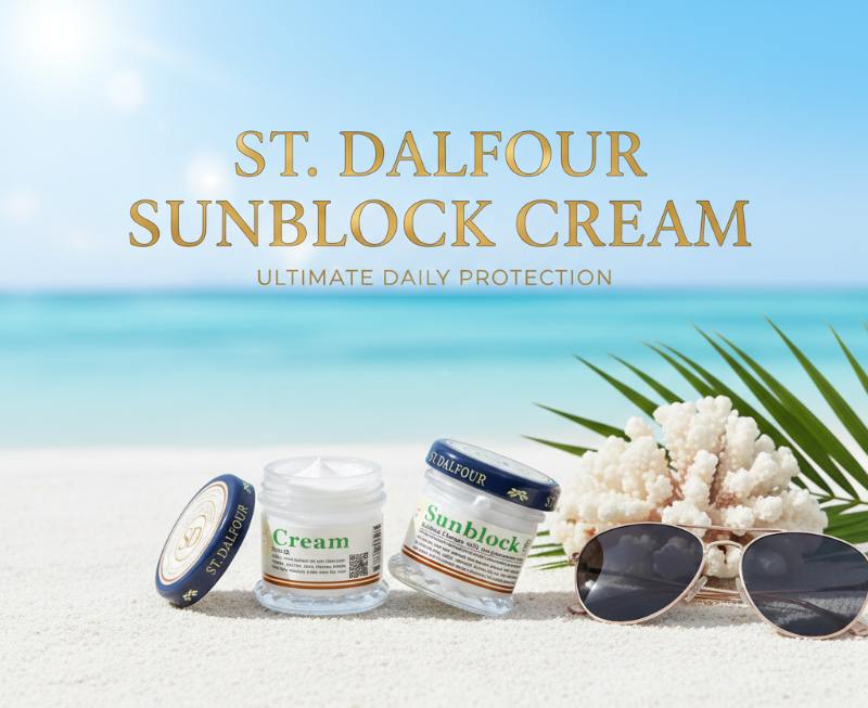 St. Dalfour Sunblock Cream SPF 60/90 | Broad Spectrum UVA/UVB Protection – Non-Greasy & Lightweight