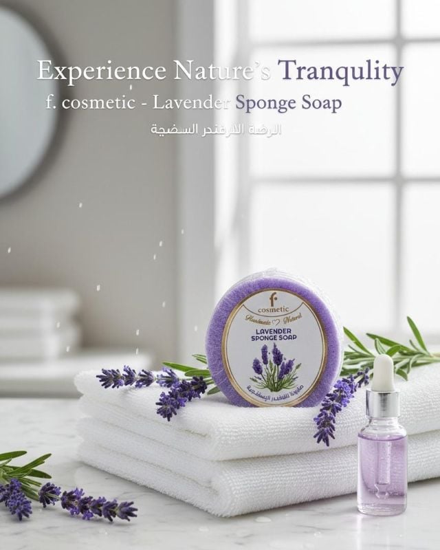 صابون الإسفنج باللافندر | صابون 2 في 1 مهدئ ومقشر  Lavender Sponge Soap | 2-in-1 Soothing and Exfoliating Soap